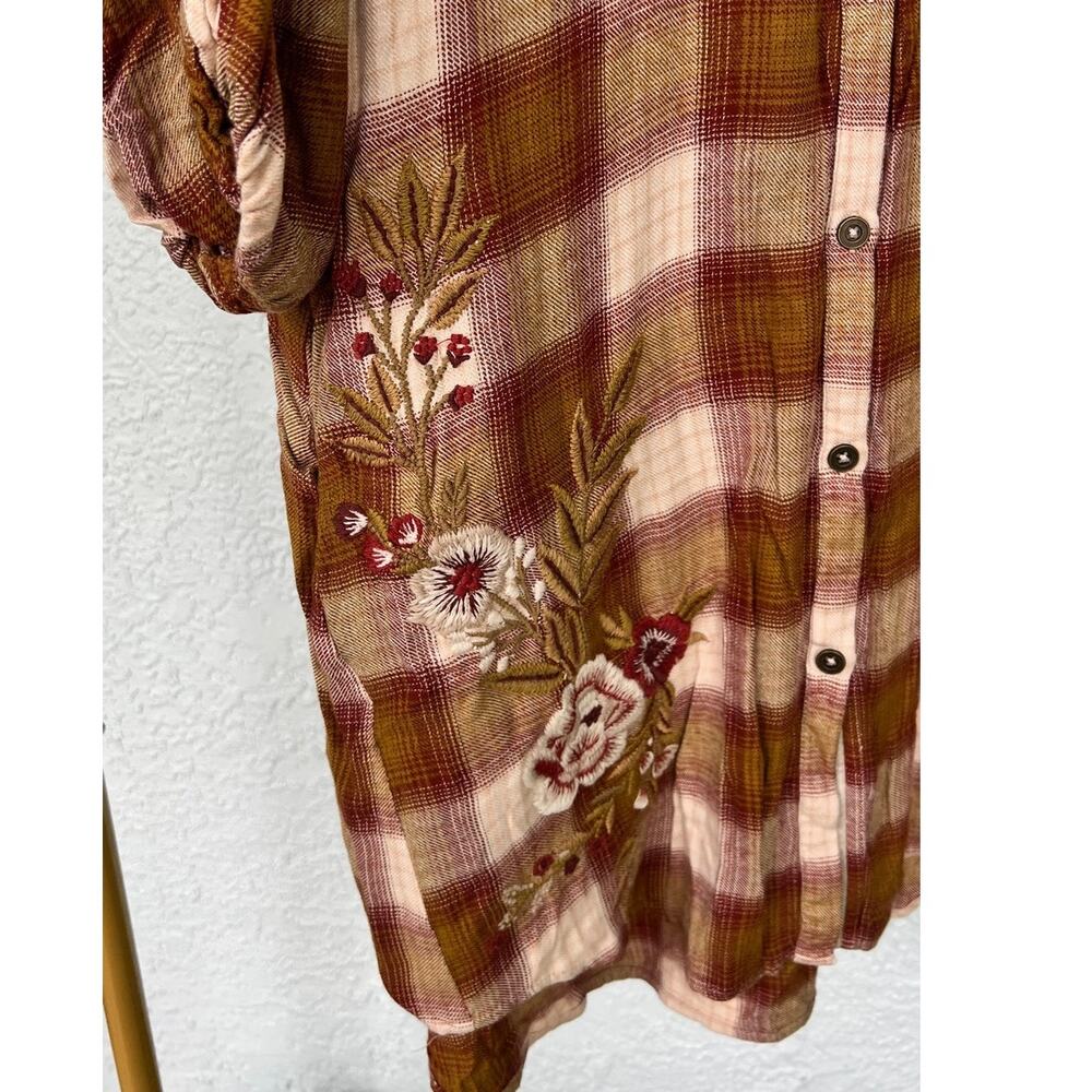 NWT Anthropologie Kyla Seo Shirt Dress Sz Small Embroidery Check Pattern - Picture 6 of 11
